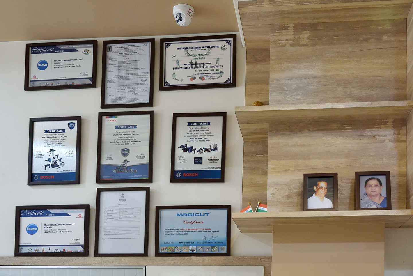 Wall of certifications and brand partnerships