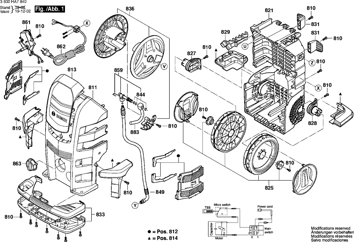 Bosch AdvancedAquatak 160 exploded view diagram 1 with part item numbers