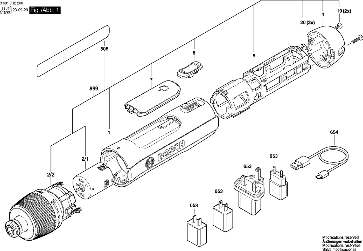 Bosch Bosch Go 3.0 exploded view diagram 1 with part item numbers