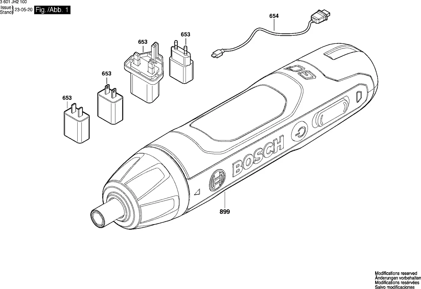 Bosch Bosch Go exploded view diagram 1 with part item numbers