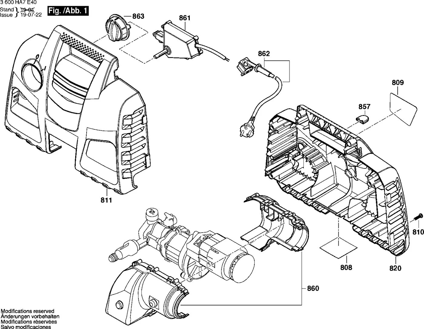 Bosch EasyAquatak 100 exploded view diagram 1 with part item numbers