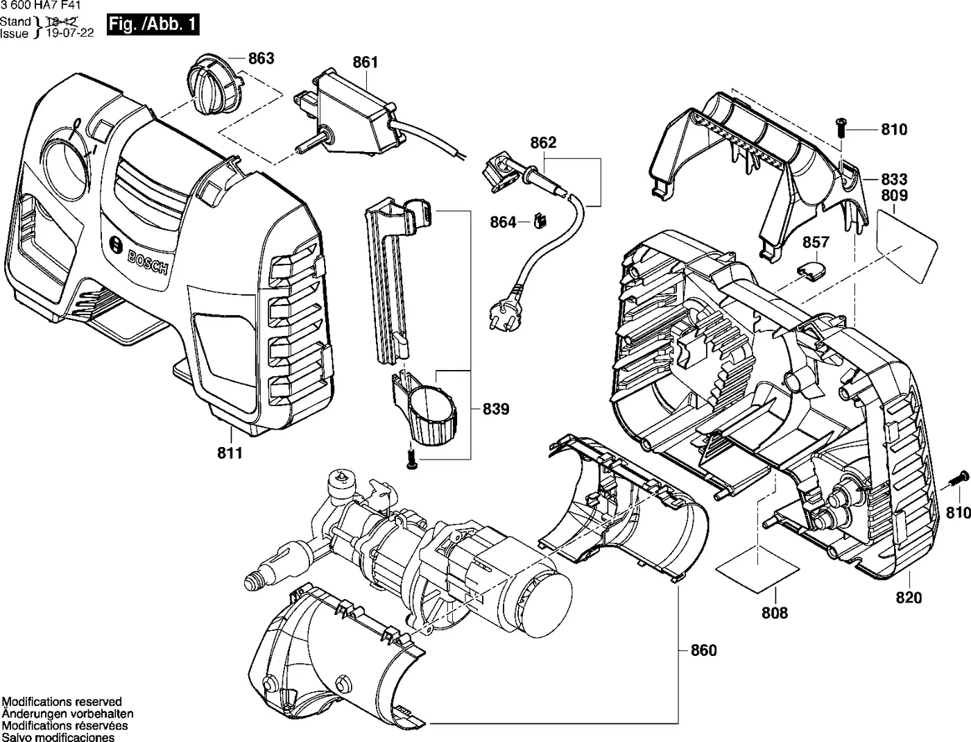 Bosch EasyAquatak 110 exploded view diagram 1 with part item numbers