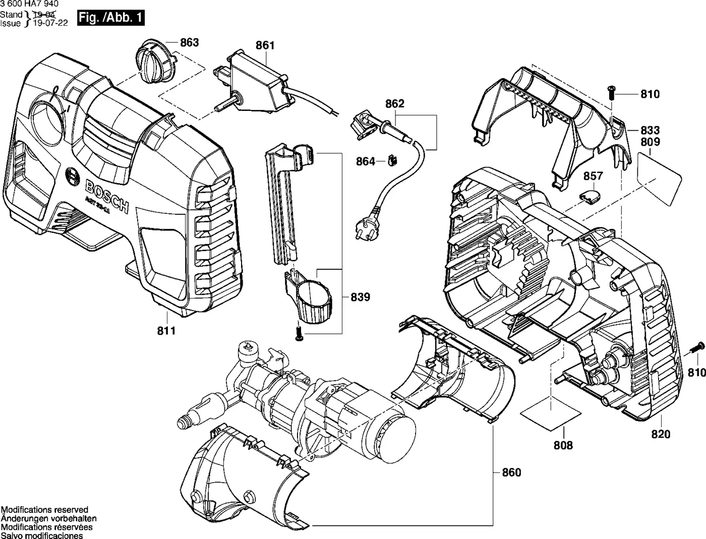 Bosch EasyAquatak 120 exploded view diagram 1 with part item numbers