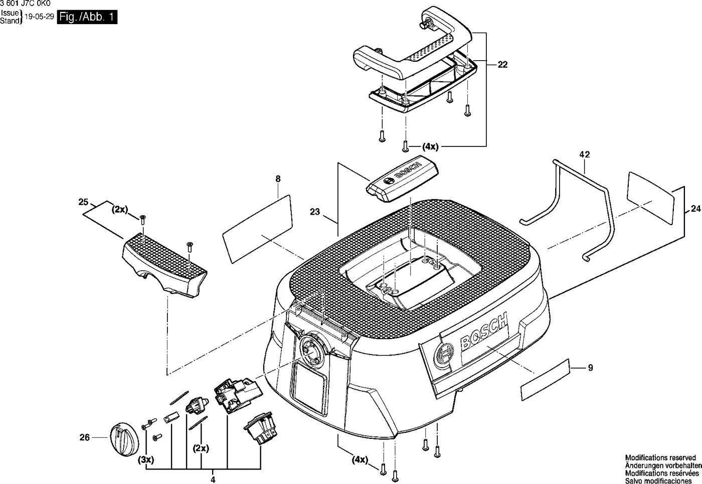 Bosch GAS 12-25 exploded view diagram 1 with part item numbers