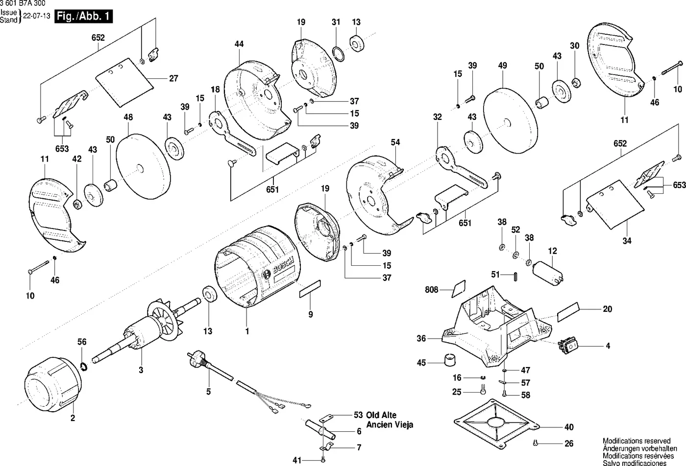 Bosch GBG 35-15 exploded view diagram 1 with part item numbers