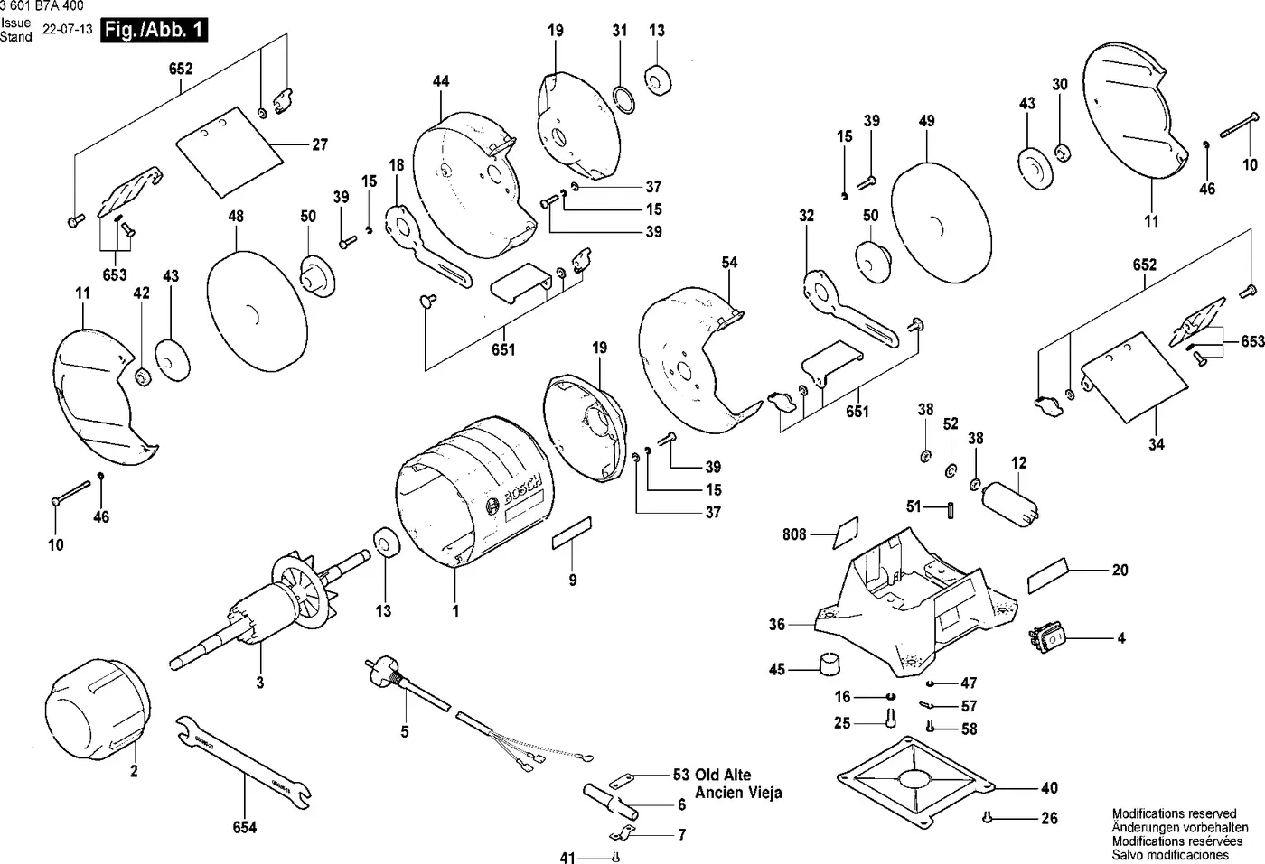 Bosch GBG 60-20 exploded view diagram 1 with part item numbers