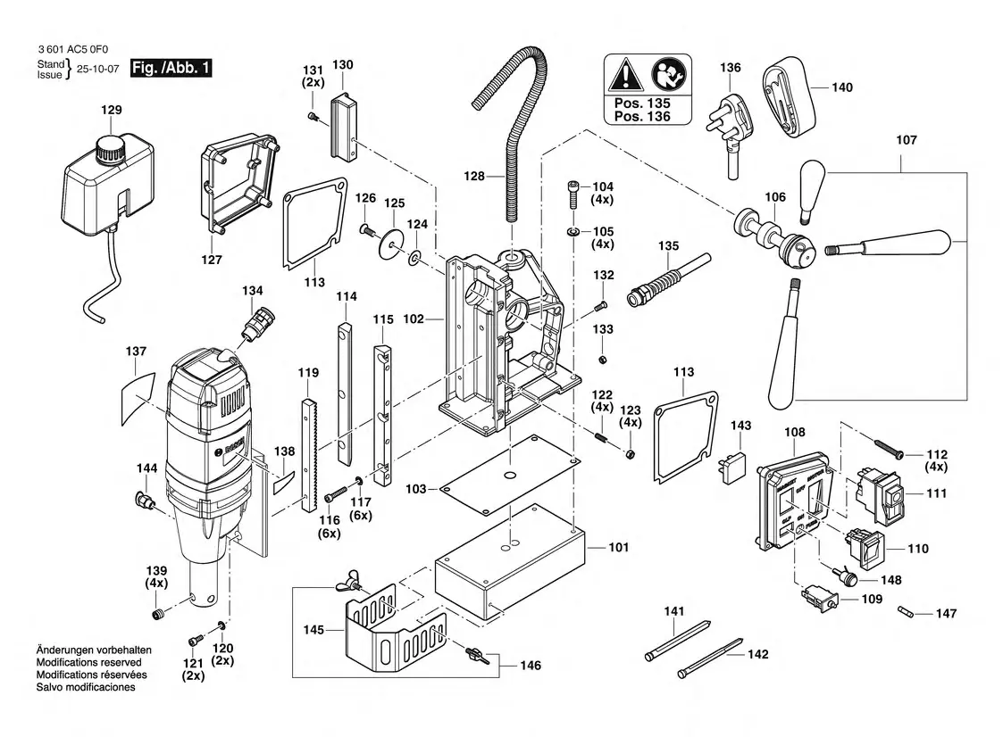 Bosch GBM 38 exploded view diagram 1 with part item numbers