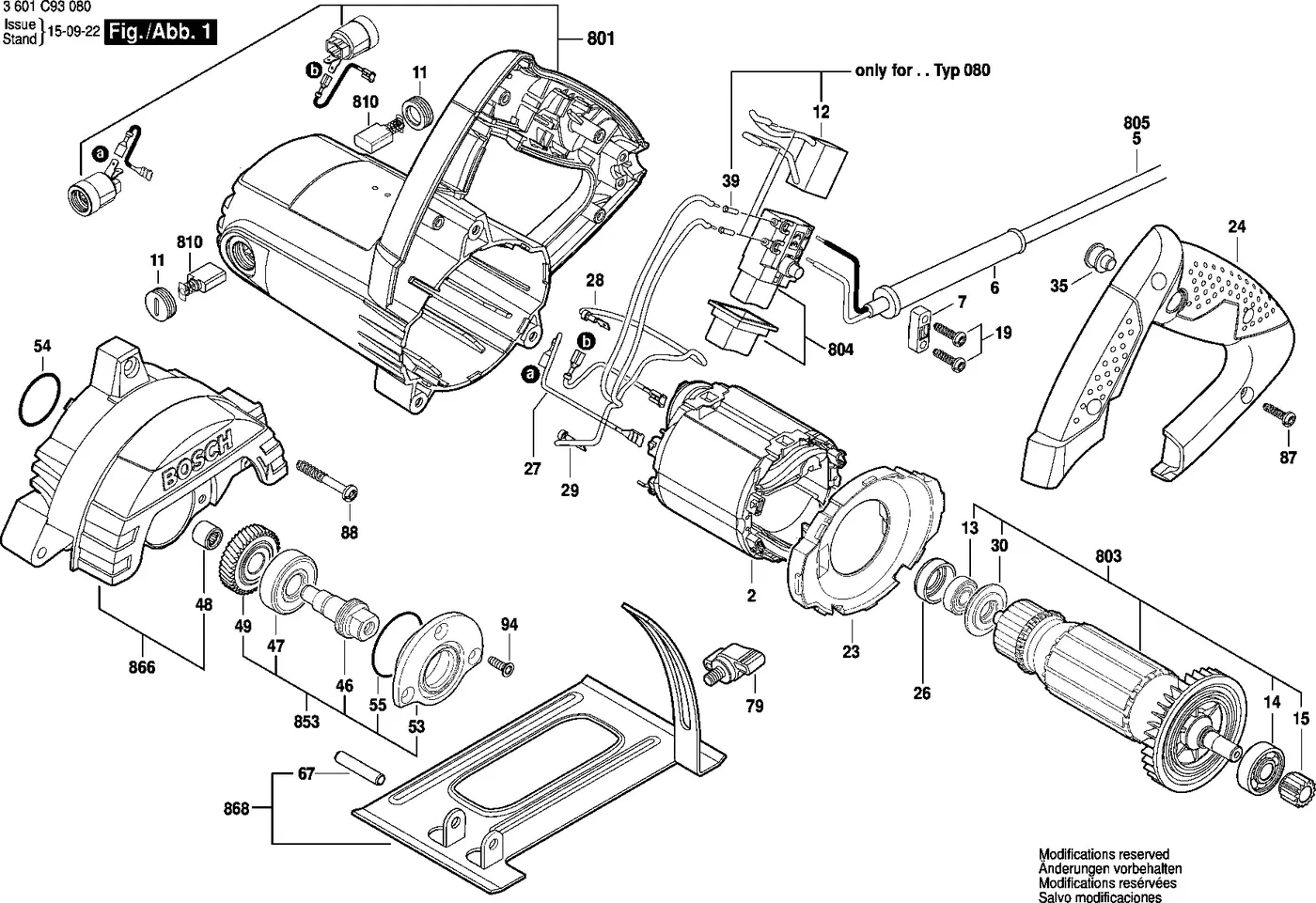 Bosch GDC 120 exploded view diagram 1 with part item numbers