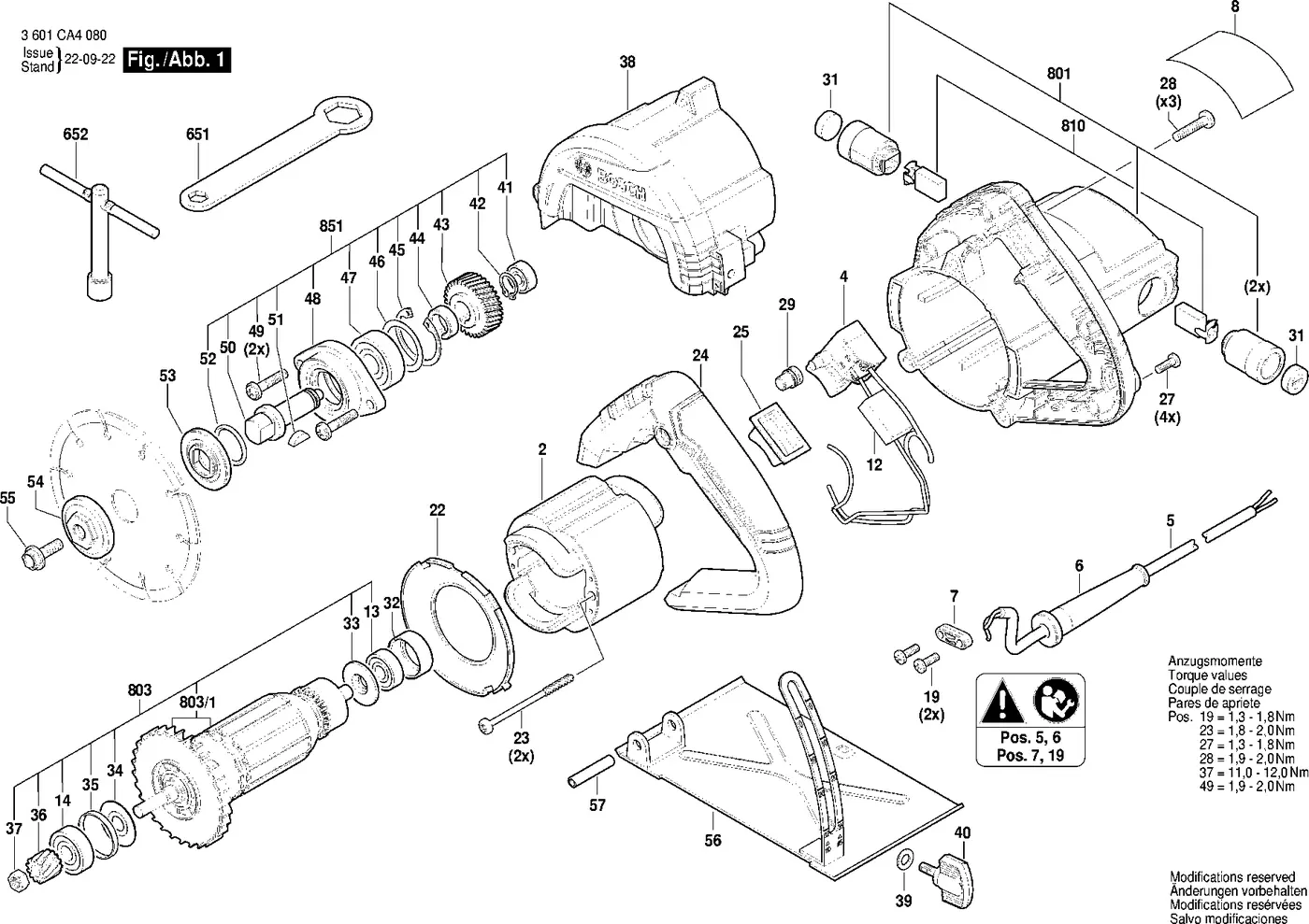 Bosch GDC 141 exploded view diagram 1 with part item numbers