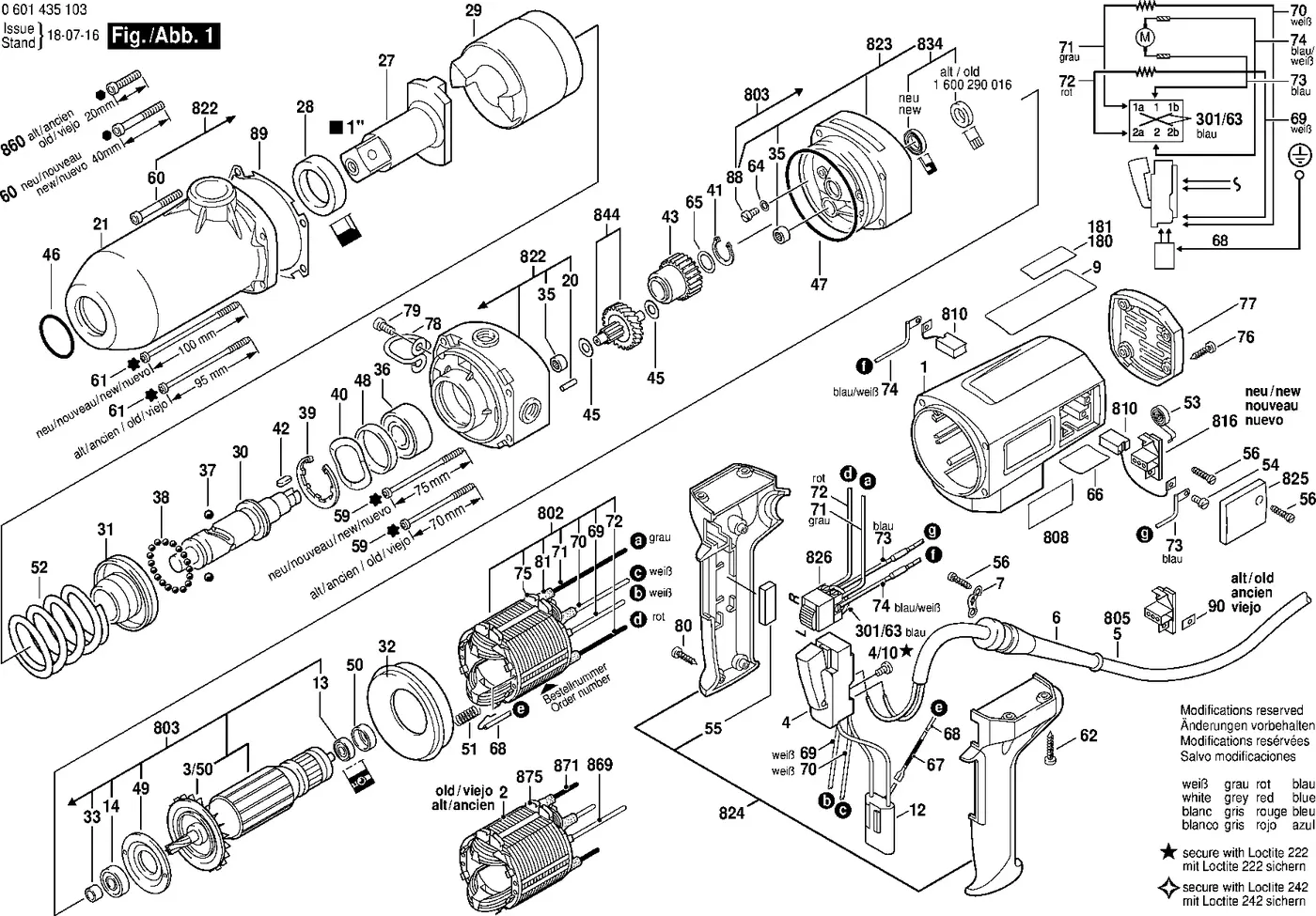 Bosch GDS 30 exploded view diagram 1 with part item numbers