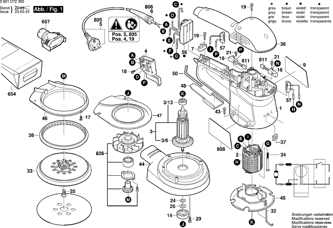Bosch GEX 34-150 exploded view diagram 1 with part item numbers