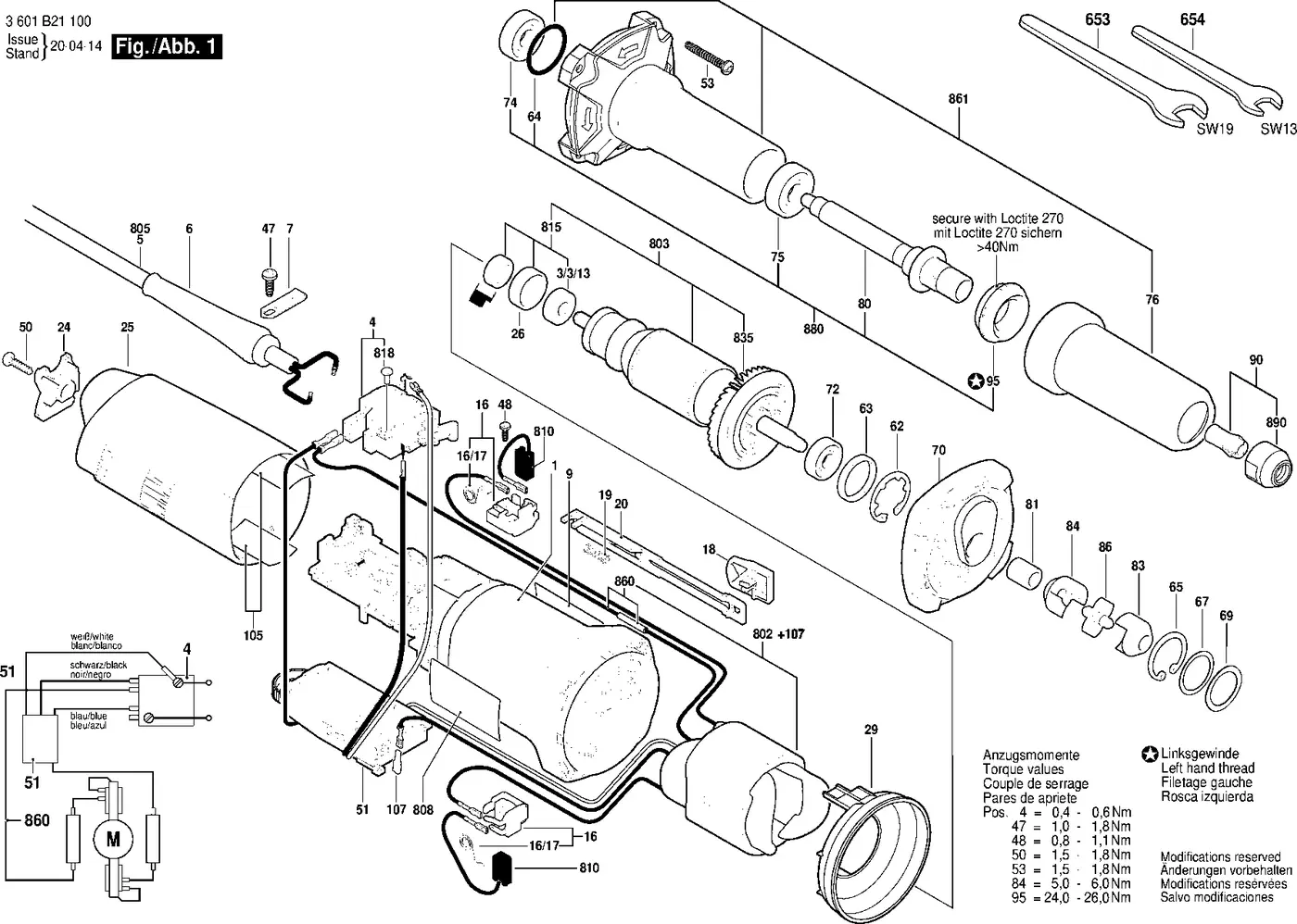 Bosch GGS 28 LCE exploded view diagram 1 with part item numbers