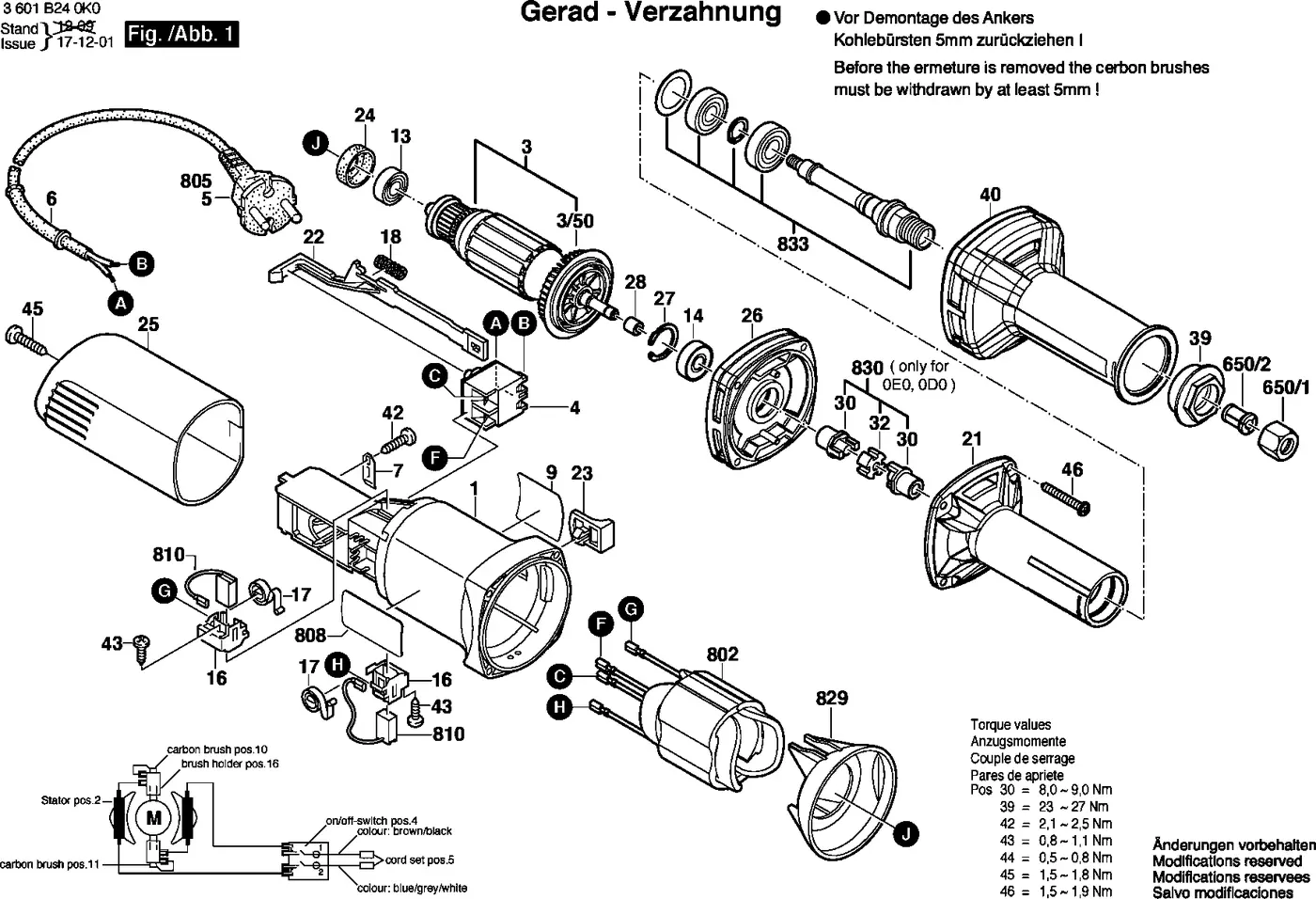 Bosch GGS 3000 L exploded view diagram 1 with part item numbers
