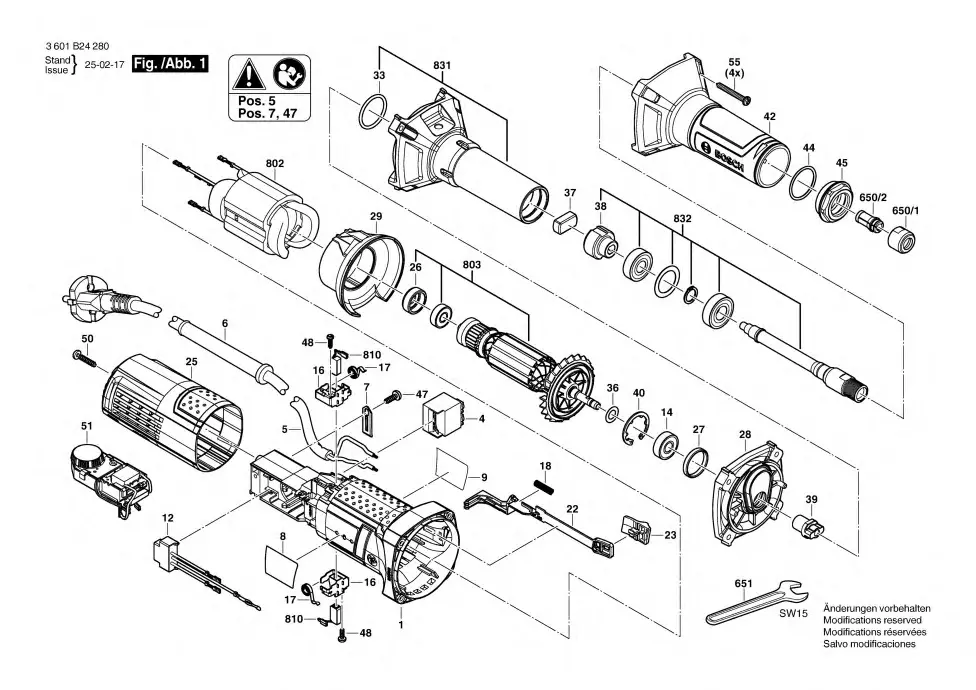 Bosch GGS 5 LS exploded view diagram 1 with part item numbers