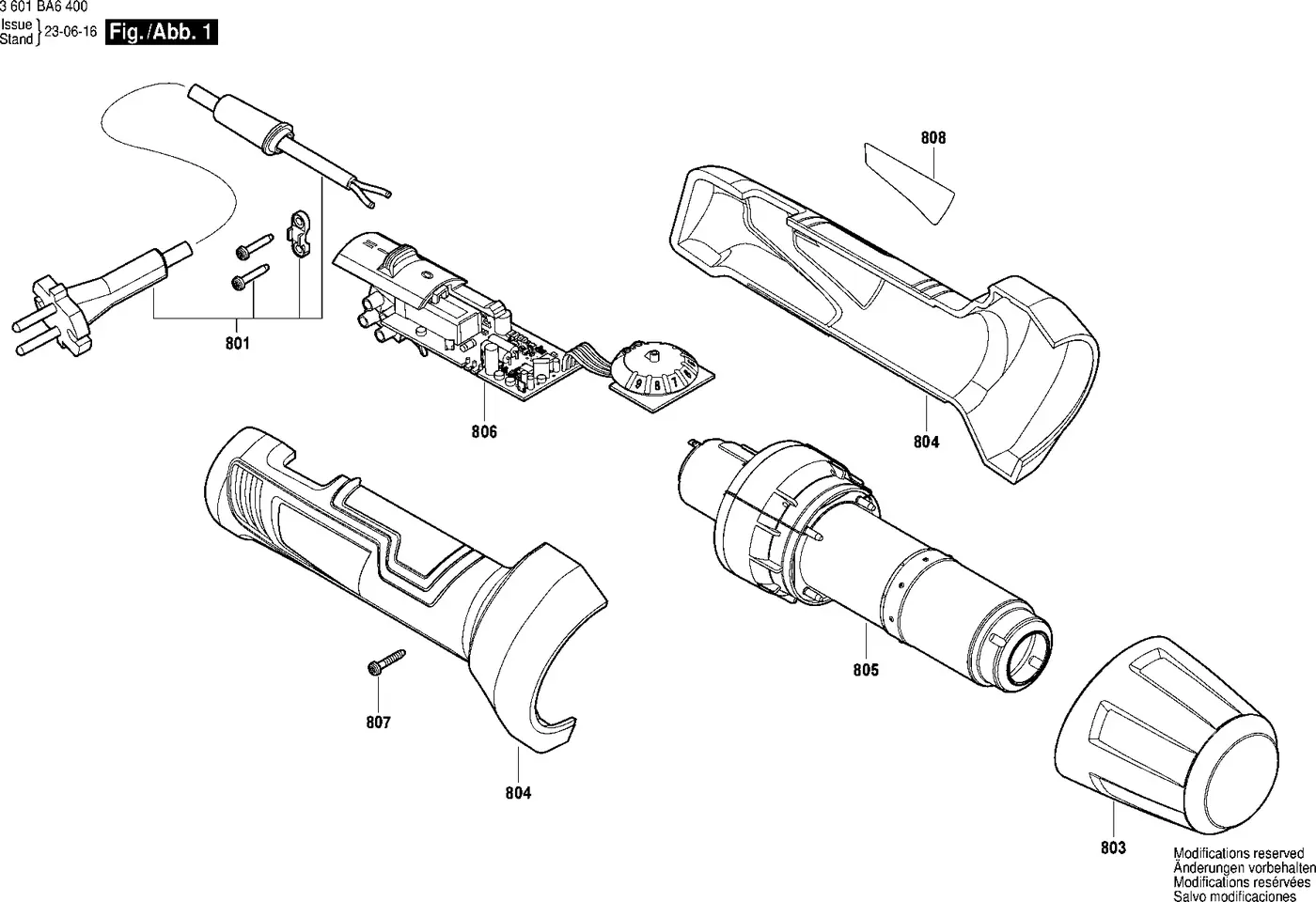 Bosch GHG 20-60 exploded view diagram 1 with part item numbers
