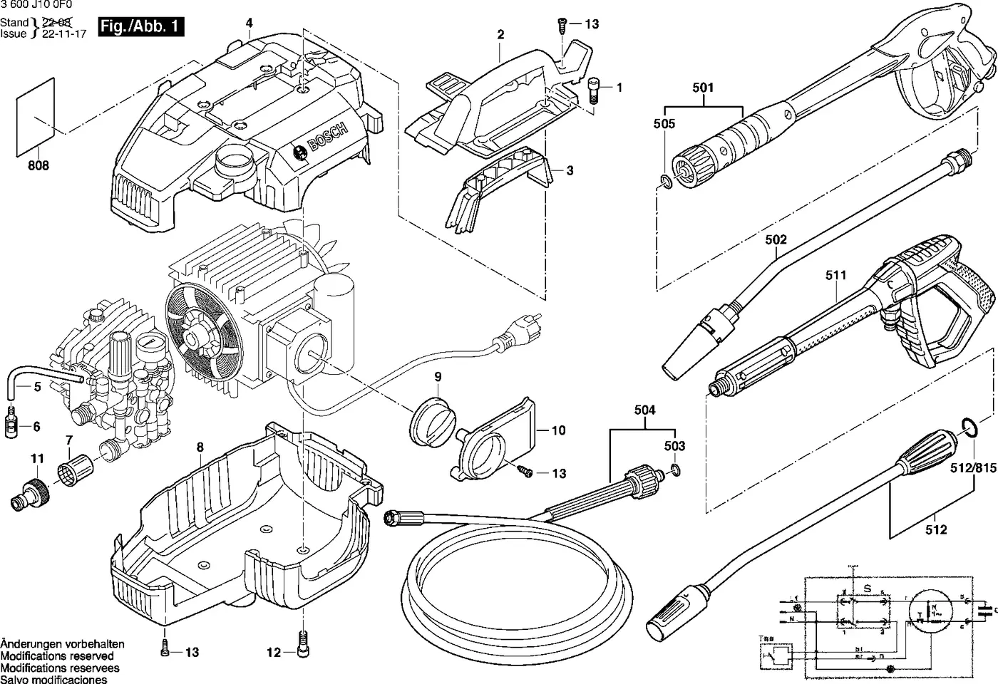 Bosch GHP 5-13 C exploded view diagram 1 with part item numbers