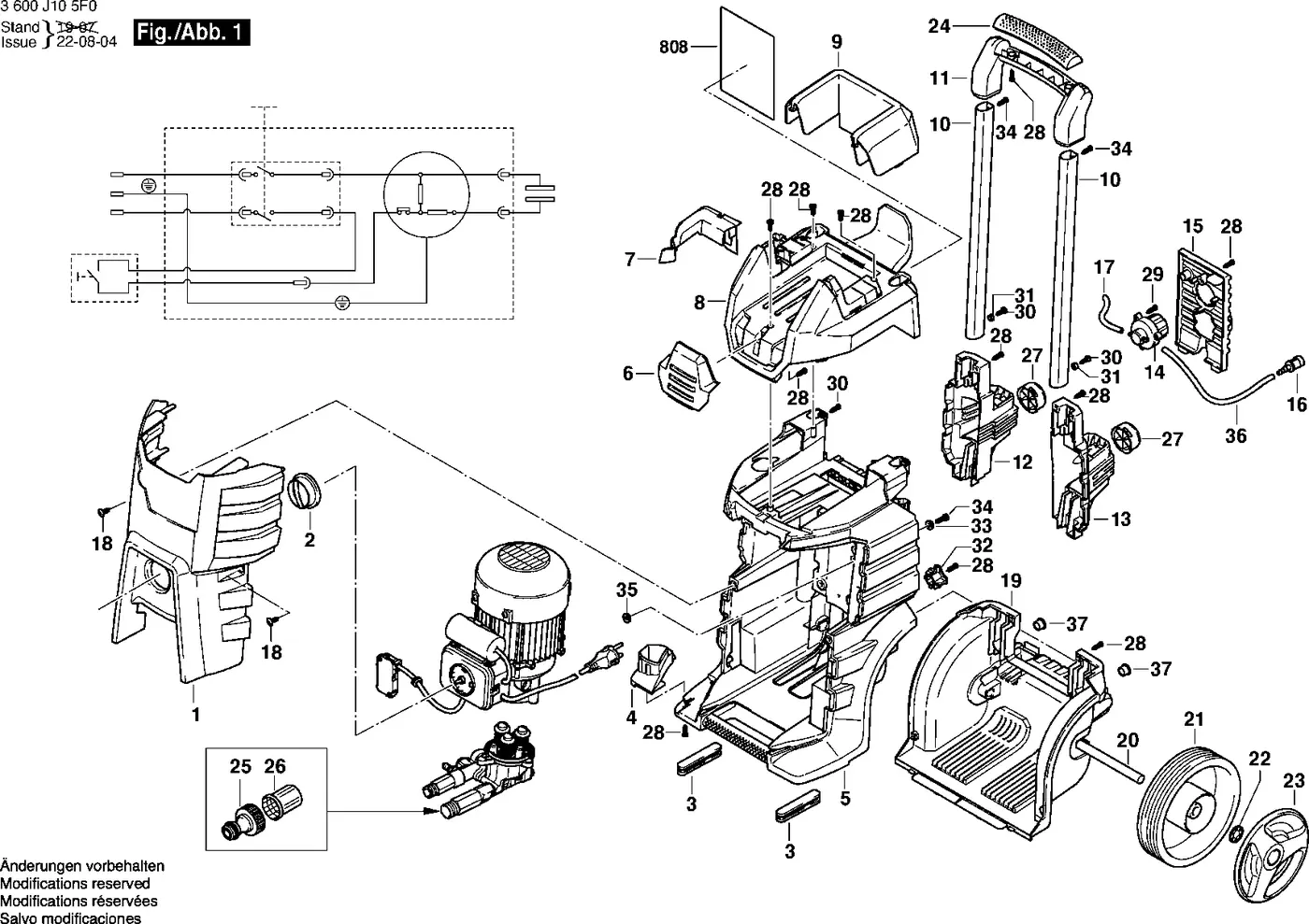 Bosch GHP 5-65 exploded view diagram 1 with part item numbers