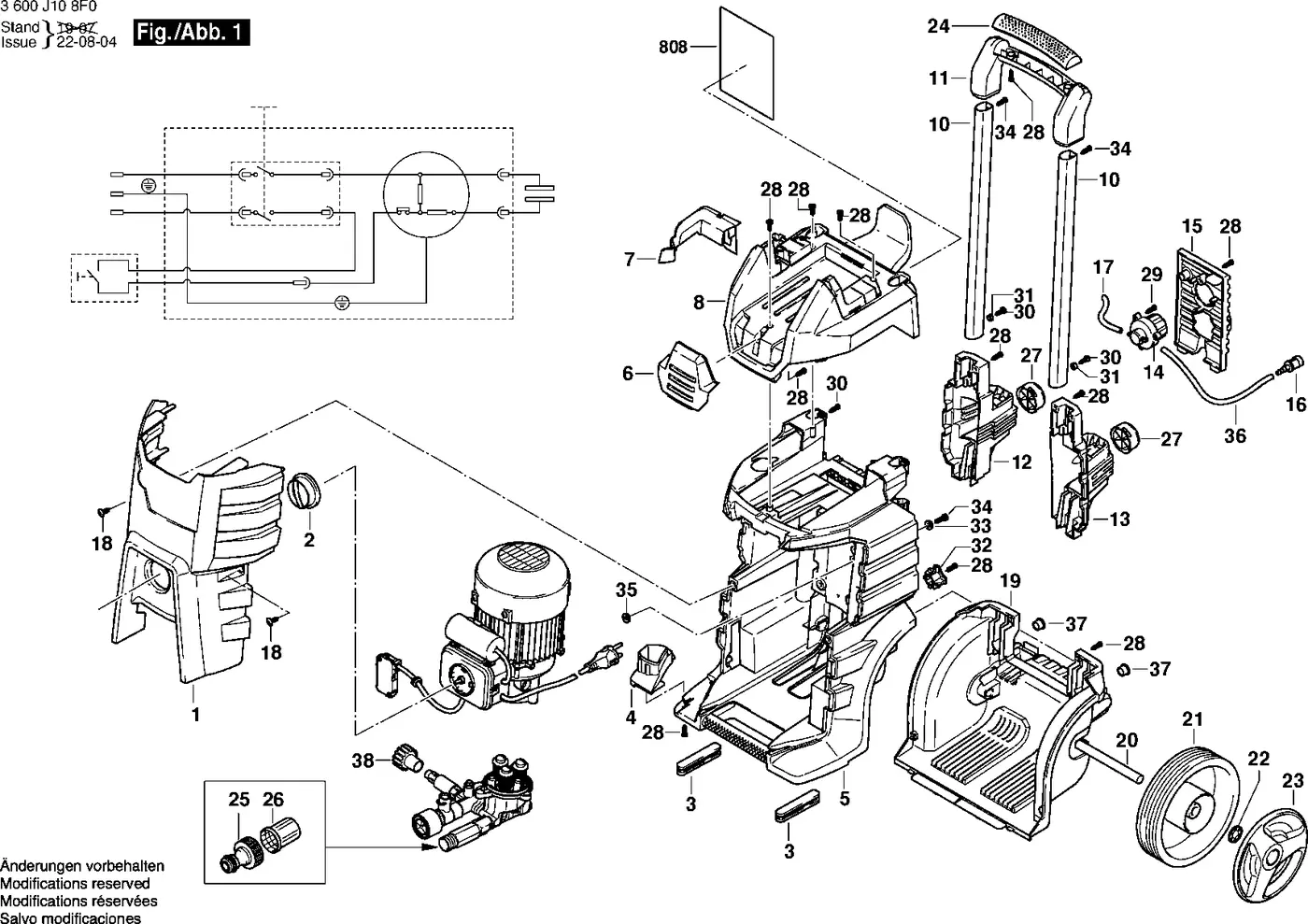 Bosch GHP 5-75 X exploded view diagram 1 with part item numbers