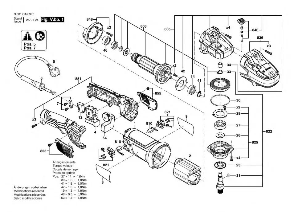Bosch GPO 11-180 S exploded view diagram 1 with part item numbers
