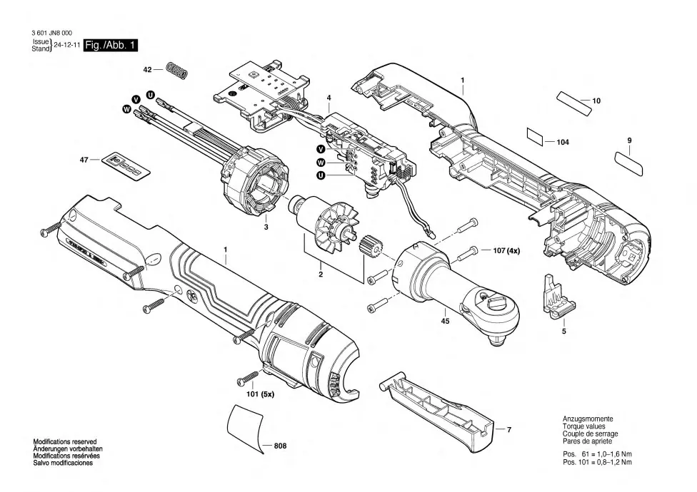 Bosch GRC 18V-60 exploded view diagram 1 with part item numbers