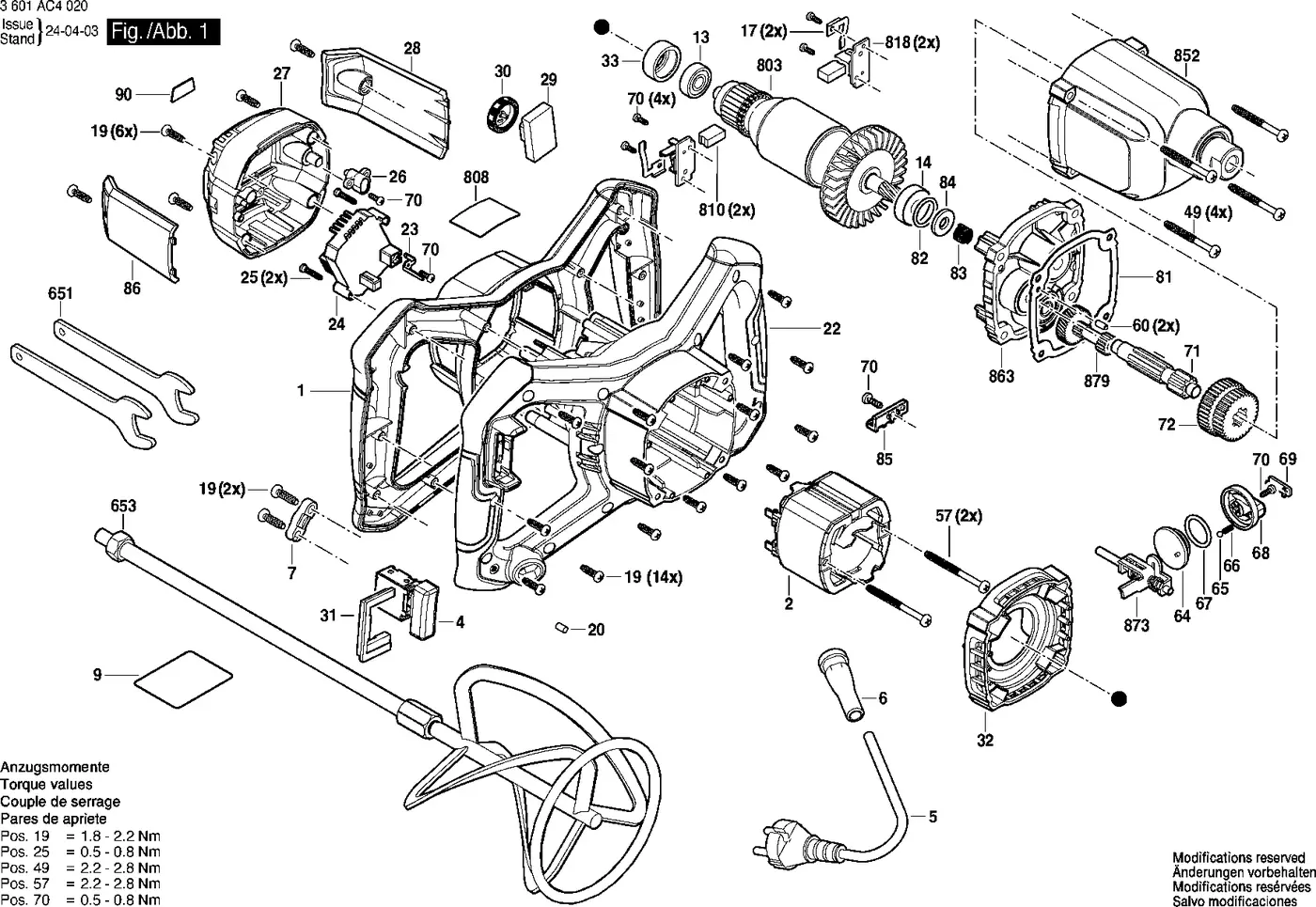 Bosch GRW 140 exploded view diagram 1 with part item numbers