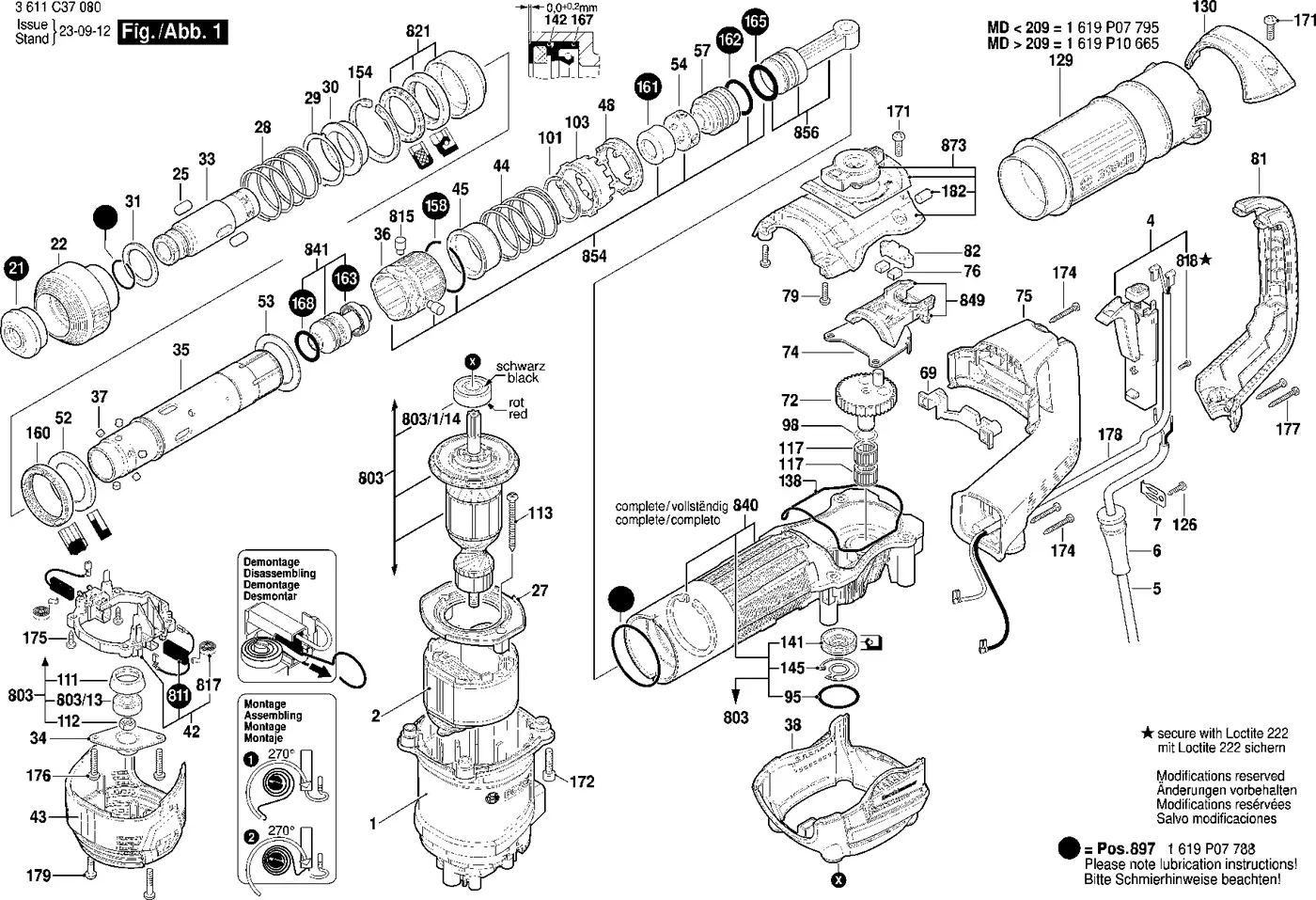 Bosch GSH 5 exploded view diagram 1 with part item numbers