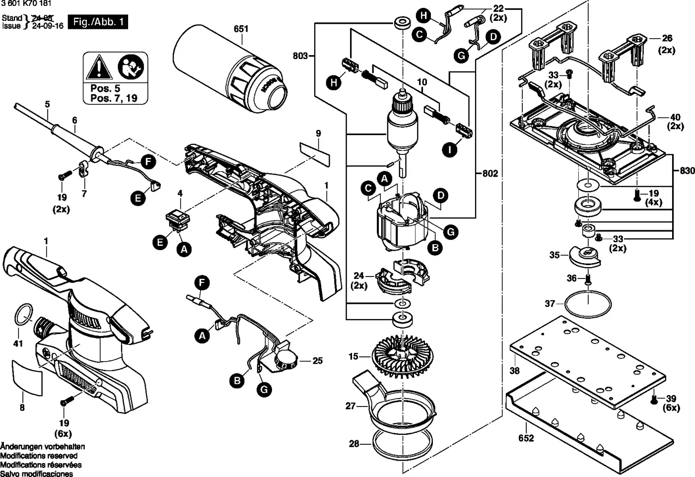 Bosch GSS 20-18 A exploded view diagram 1 with part item numbers
