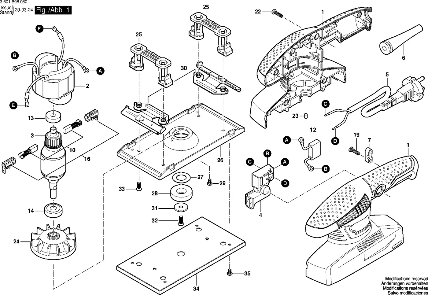 Bosch GSS 2300 exploded view diagram 1 with part item numbers