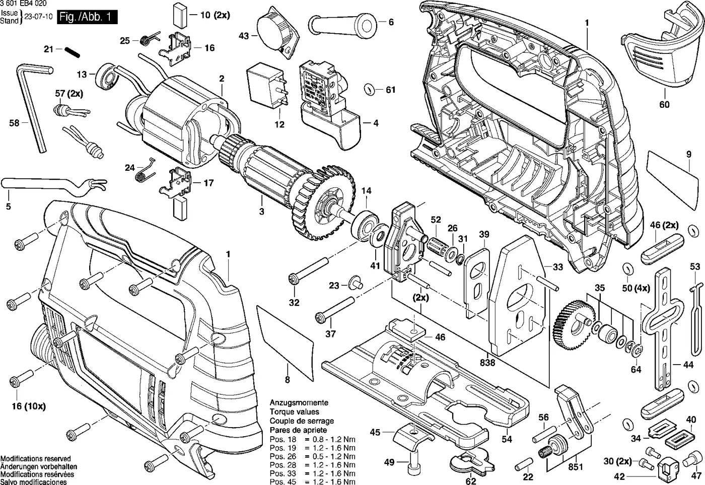 Bosch GST 680 exploded view diagram 1 with part item numbers